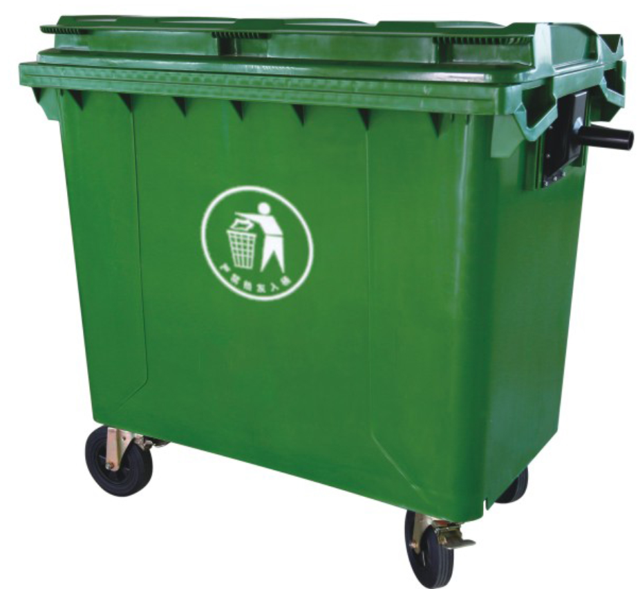 Thùng rác nhựa công cộng đạp chân & bánh xe - Mẫu 1